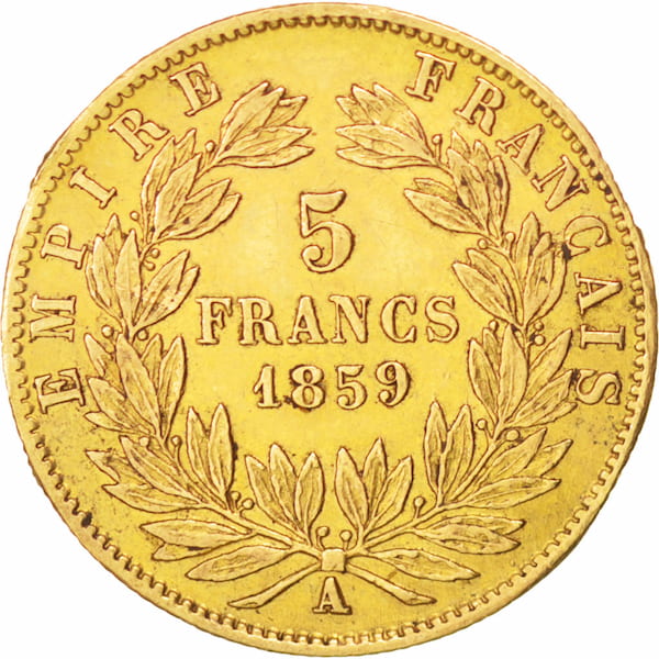 5 Francs Or Napoléon III Grand Module-verso