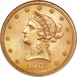 Pièce 10 Dollars Or Liberty 1866 à 1907 Recto