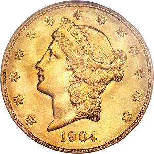 Pièce 20 Dollars Or Liberty 1877 à 1907 Recto