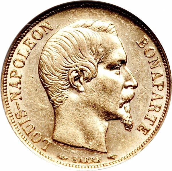 Pièce 20 Francs Or Louis Napoléon Bonaparte Recto