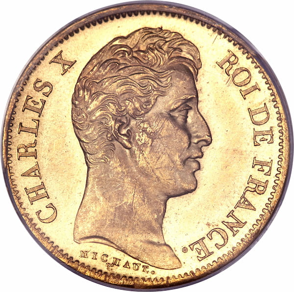 Pièce 40 Francs Or Charles X Recto
