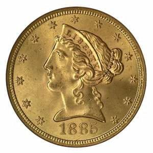 Pièce 5 Dollars Or Liberty 1866 à 1908