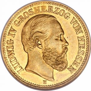 Pièce 5 Mark Or Ludwig IV 1877 Recto