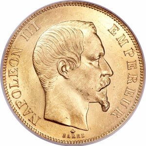Pièce 50 Francs Or Napoléon III Tête Nue Recto