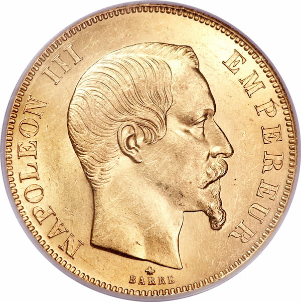 Pièce 50 Francs Or Napoléon III Tête Nue Recto