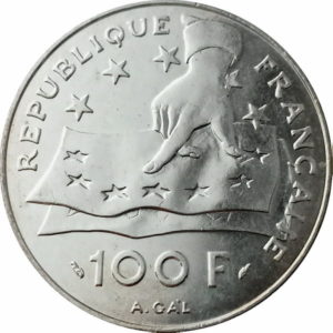 Pièce 100 Francs Descartes 1991 Recto