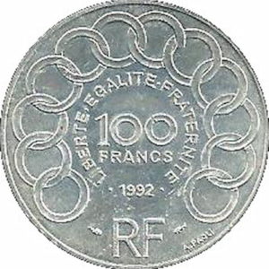 Pièce 100 Francs Jean Monnet 1992 Recto