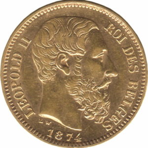 Pièce 20 Francs Or Leopold II - Union Latine Recto