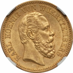 Pièce 20 Mark Or Karl Ier 1872 à 1876 Recto