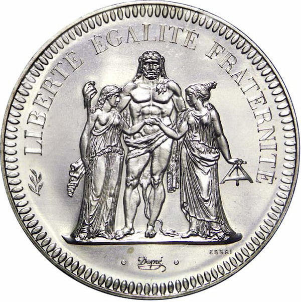 Pièce 20 francs Hercule 1973 Recto