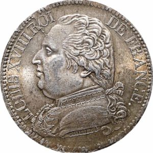 Pièce 5 Francs Louis XVIII 1814 et 1815 Recto