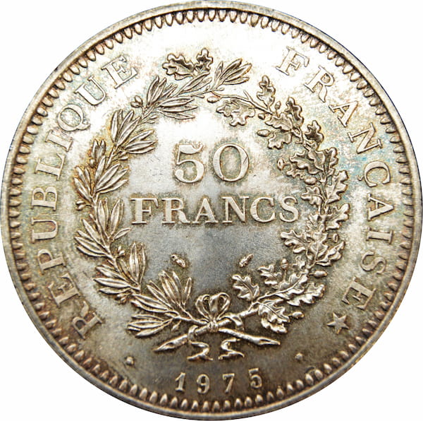 Pièce 50 Francs Hercule 1974 Hybride Recto