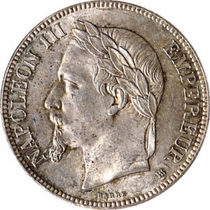 Pièce 5 Francs Napoléon III Tête Laurée 1861 à 1870 Recto