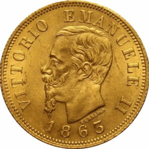 Pièce 10 Lires Or Victor Emmanuel II 1861 à 1865 Recto