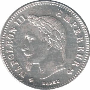 Pièce 20 Centimes Napoléon III 1864 et 1866 recto