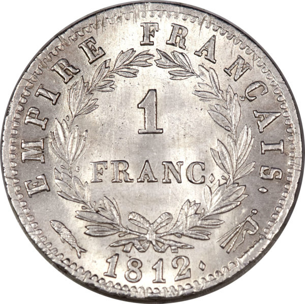 Pièce Argent 1 Franc Napoléon Tête Laurée de 1809 à 1814 verso