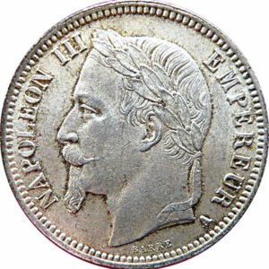 Pièce de 1 Franc Napoléon III Tête Laurée recto