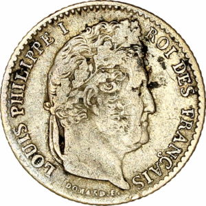 Pièce quart Franc Louis Philippe Ier 1831 à 1845 recto