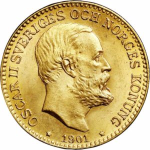 Pièce 10 Kroner Or Oscar II 1873 à 1901 Recto