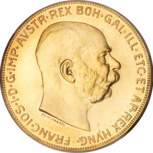 Pièce 100 Couronnes Or François Joseph Ier 1909 à 1915 Recto