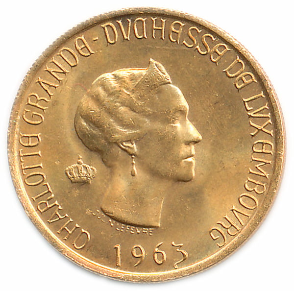 Pièce 20 Francs Or 1963 Millénaire du Luxembourg Recto