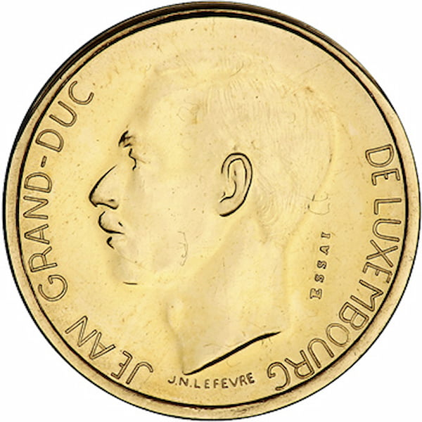 Pièce 20 Francs Or Jean Grand Duc du Luxembourg 1980 Recto