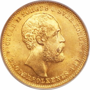 Pièce 20 Kroner Or Oscar II de 1874 à 1902 Recto