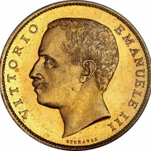 Pièce 20 Lire Or Victor Emmanuel III - Union Latine Recto