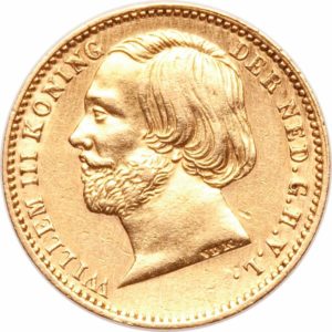 Pièce 5 Gulden Or Willem III 1850 et 1851 Recto