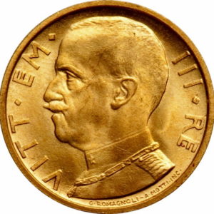 Pièce 50 Lires Or Victor Emmanuel III 1931 à 1933 Recto