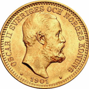 Pièce Or 20 Kroner Oscar II de 1874 à 1902 Suède Recto