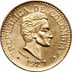 Pièce 1-2 Pesos Or Colombie 1913 - 1919 à 1920 - 1924-à 1929