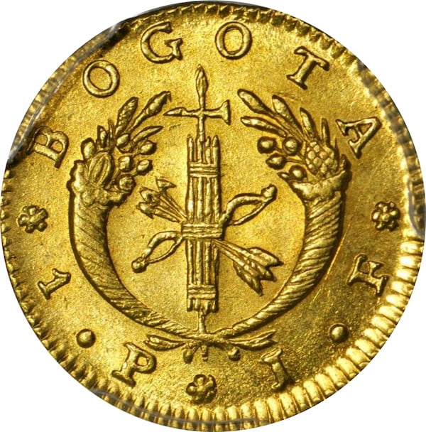 Pièce 1 Peso Or Colombie 1825-1836 v