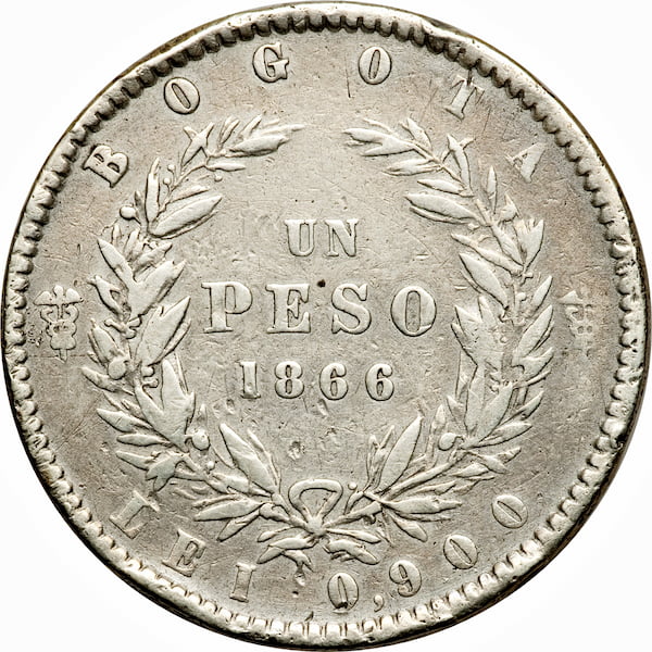 Pièce 1 Peso Or Colombie 1862-1863-1864 v