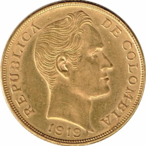 Pièce 10 Pesos Or Bolivar Colombie 1919 et 1924