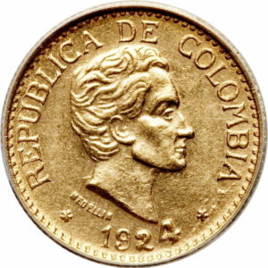 Pièce 5 Pesos Or Colombie 1924-1930