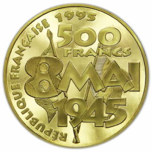 Pièce 500 Francs Or 8 Mai 1945 de 1995 recto