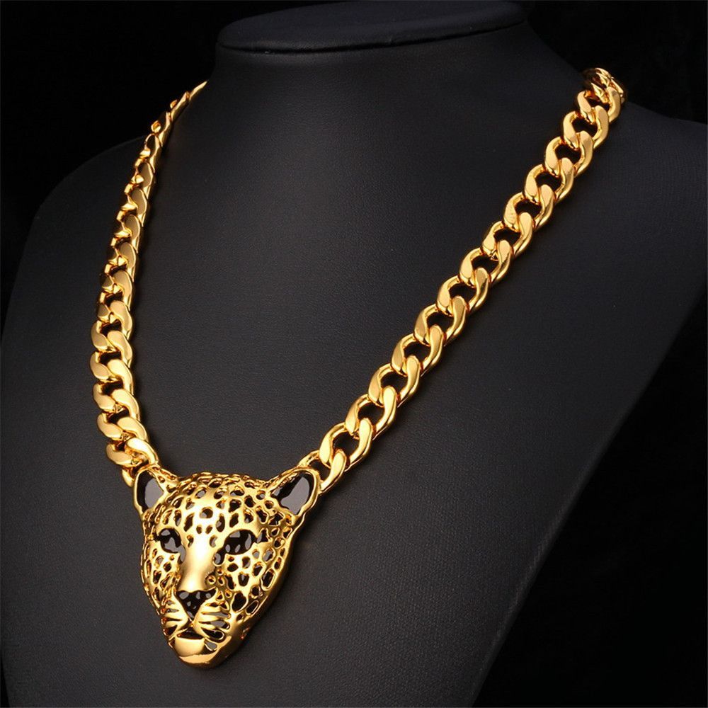 African Statement Necklace 18K Gold _Platinum Plated Punk Style Leopard Pendant Necklace.jpeg