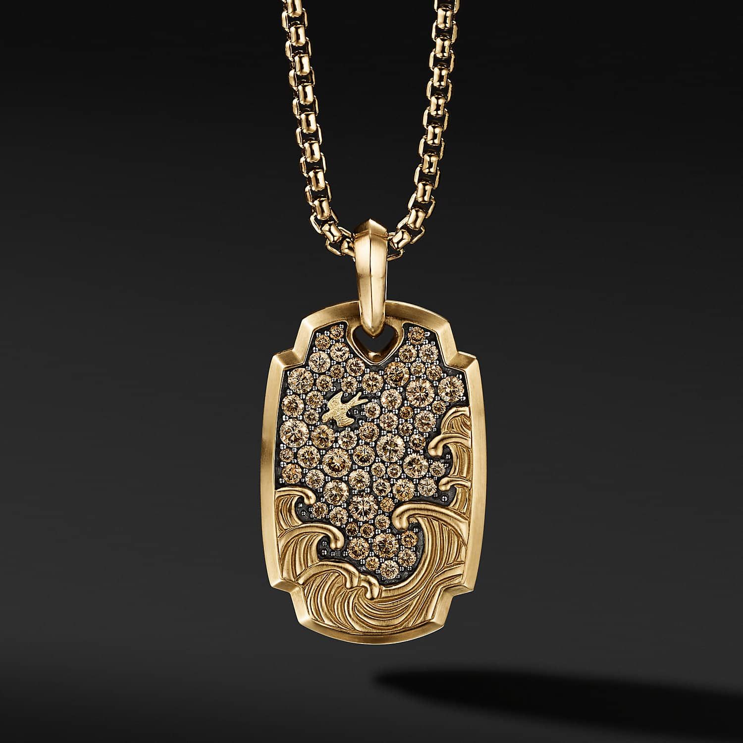 David Yurman Waves Pendant In 18K Yellow Gold With Pave Cognac Diamonds - Cognac Diamond - One Size.jpeg