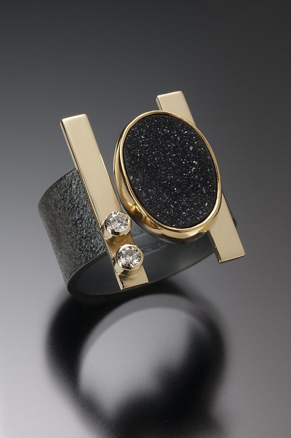Black Drusy Bar Ring – Beth Solomon Jewelry Studio Black Drusy Bar Ring - Beth Solomon Jewelry Studio