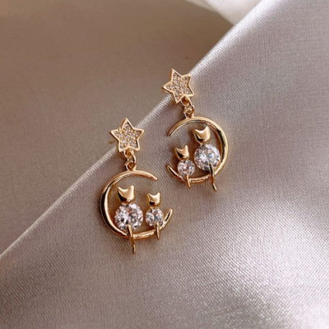 Boucles d’oreilles lune pendentif – Lune Boucles d'oreilles lune pendentif - Lune