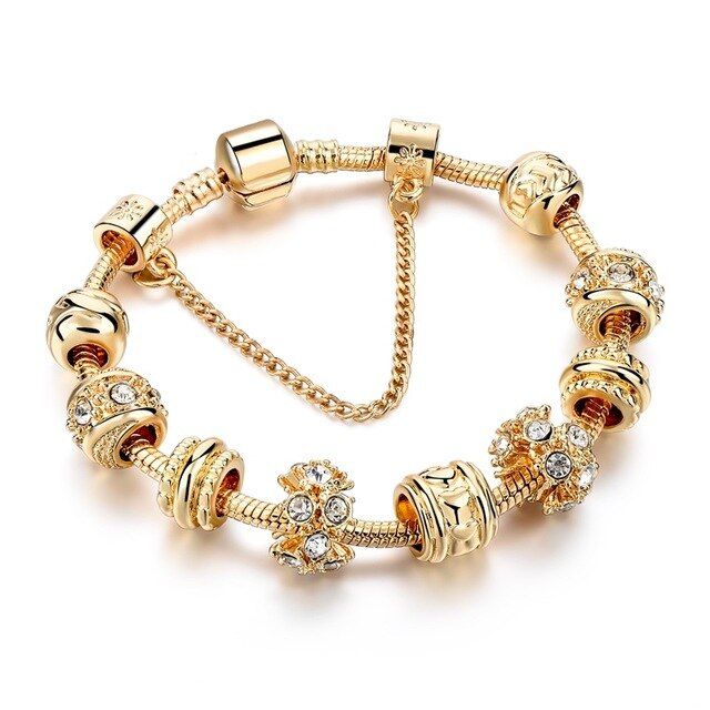 Bracelet à breloques amour couleur Or pour femme avec coeur en cristal – SBR160241GD Bracelet à breloques amour couleur Or pour femme avec coeur en cristal - SBR160241GD