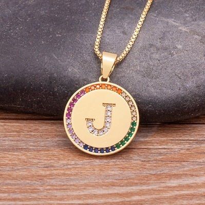 Colar Inicial Zircônia Colorida - J