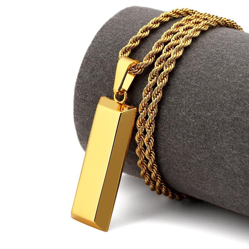 Egyptian GOLD BAR Necklace in 18K Gold Filled with Diamond Cut Chain Egyptian GOLD BAR Necklace in 18K Gold Filled with Diamond Cut Chain