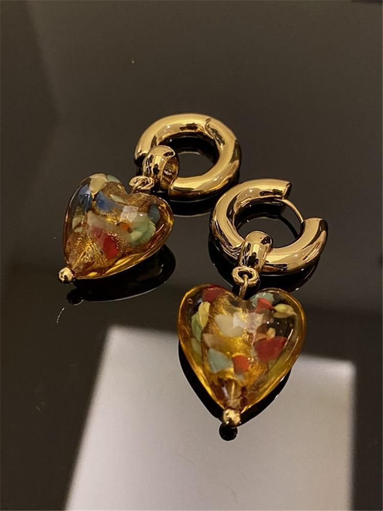 Fashion Vintage Heart Earring - Vintage Green