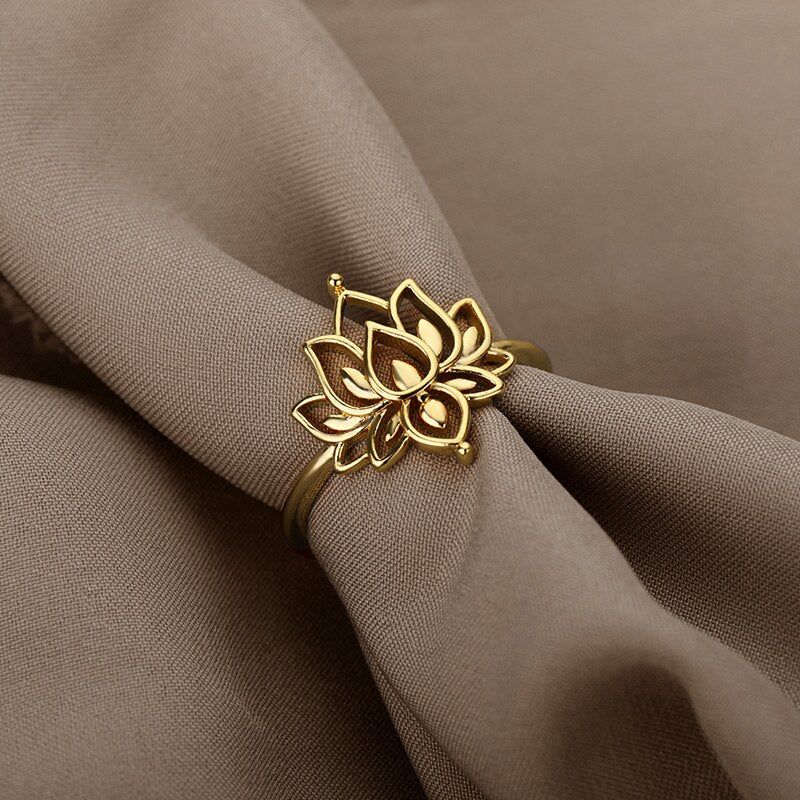 Lotus Rings For Women Vintage Gothic Stainless Steel Flora Couple Ring – JZ2017 _ silver plated Lotus Rings For Women Vintage Gothic Stainless Steel Flora Couple Ring - JZ2017 _ silver plated