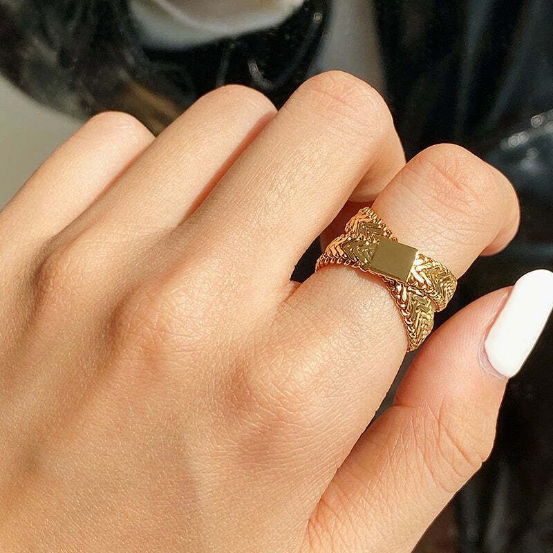 Multi-layer Charm Metal Gold Geometric Ring Multi-layer Charm Metal Gold Geometric Ring
