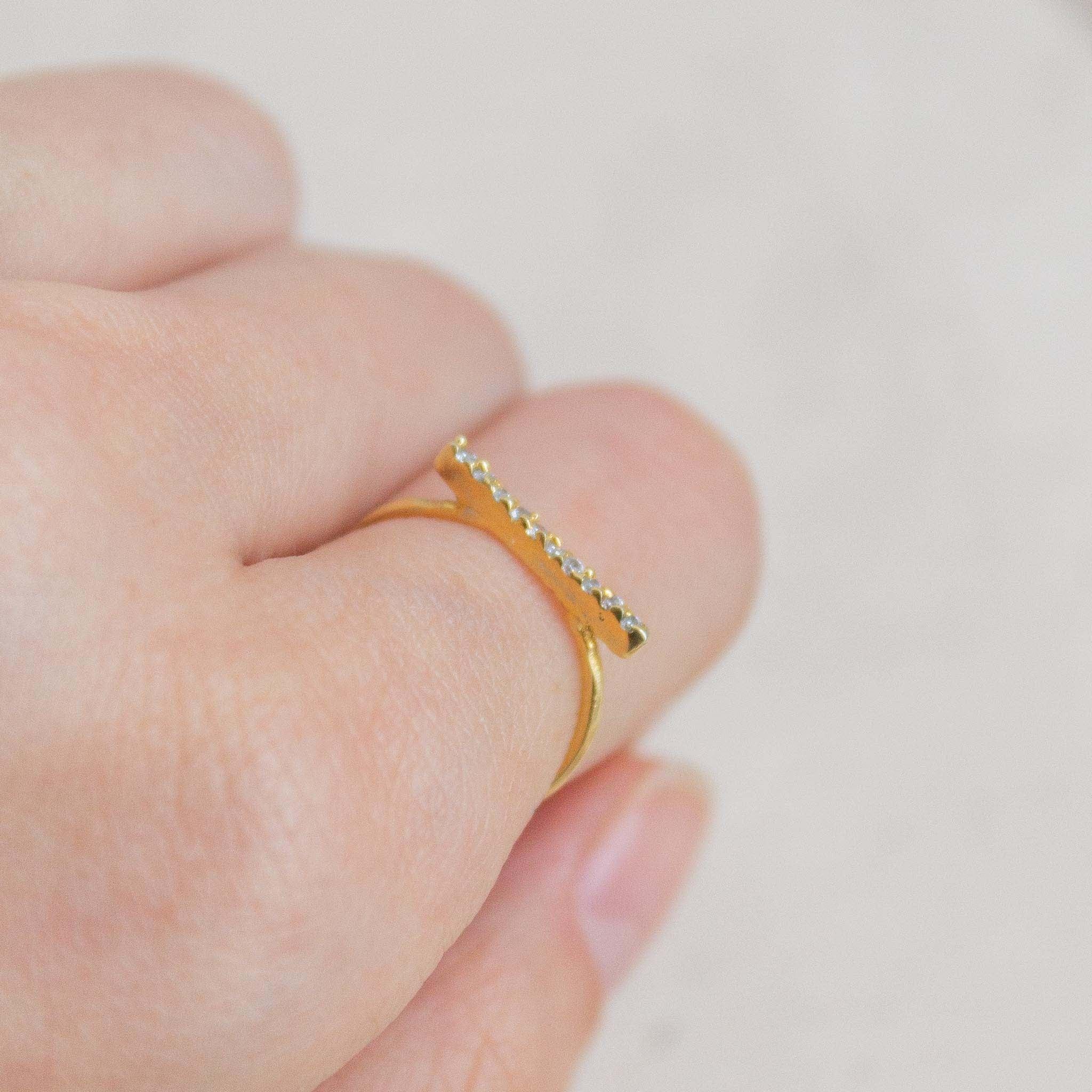 Omega Pave Ring Solid Gold - White Gold M