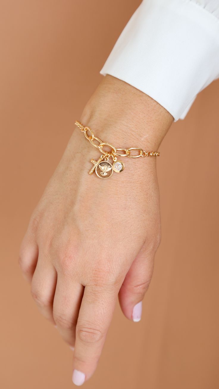 PULSEIRA COM PINGENTES RELIGIOSOS BANHADO OURO 18K