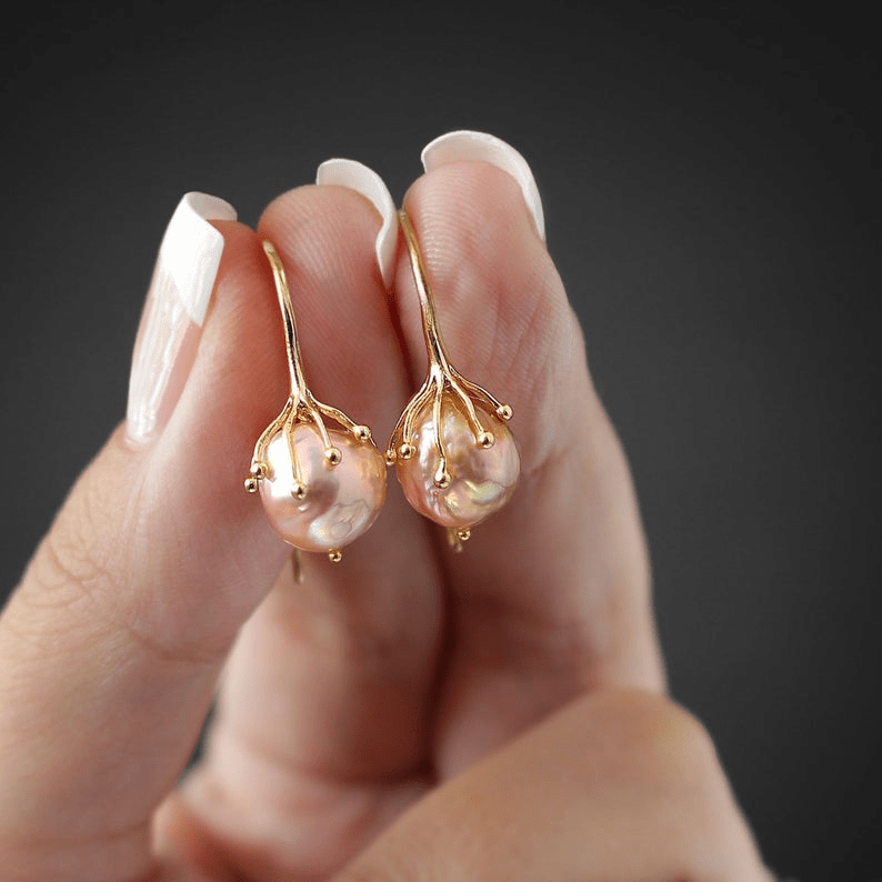 Pearl Earrings Real Pearl Earrings Gold Silver Earrings _ Etsy UK